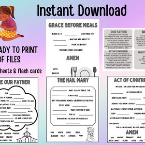 Printable Prayer Worksheets for Kids - Catholic Worksheet Bundle - Kids Prayer Pages