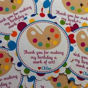 Painting Party Favor Tags - Art Birthday Favor Tags - Painting Birthday Favors - Paint Birthday Favors - Set of 12