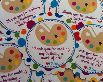 Painting Party Favor Tags - Art Birthday Favor Tags - Painting Birthday Favors - Paint Birthday Favors - Set of 12