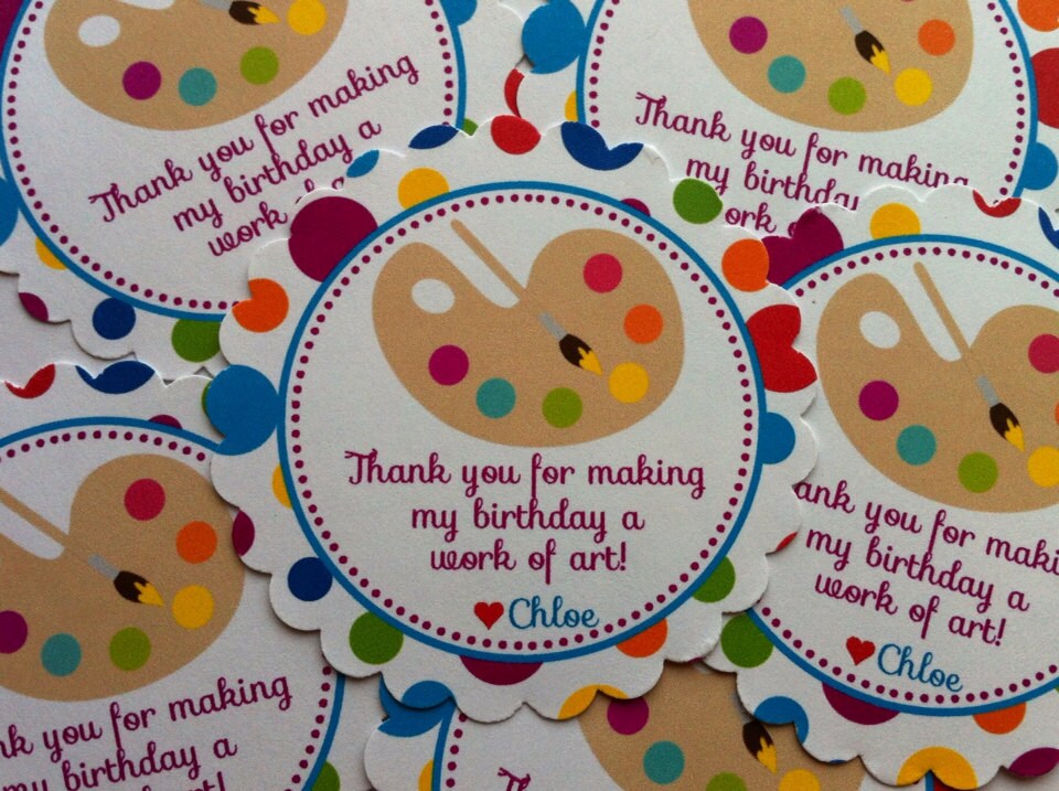 Painting Party Favor Tags - Art Birthday Favor Tags - Painting Birthday  Favors - Paint Birthday Favors - Set of 12