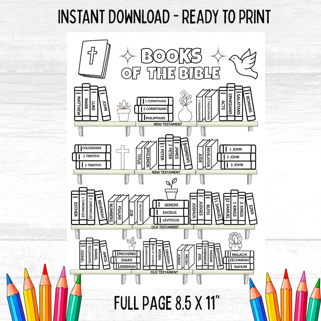 Books of the Bible Coloring Page Printable, Bible Study Activity ...