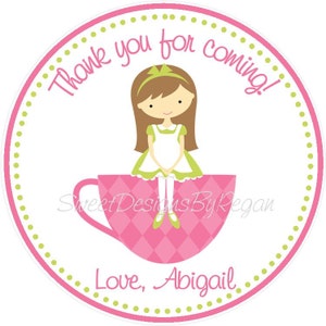 Tea Party Favor Tags ( Set of 12)  - Tea Party Birthday Favors - Girls Tea Party Birthday - Tea Party Birthday - Birthday Tea Party Favors