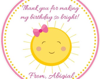 Sunshine Favor Tags ( Set of 12 ) / Sunshine Party Favors / Sun Birthday Favors / Sunshine Birthday Party