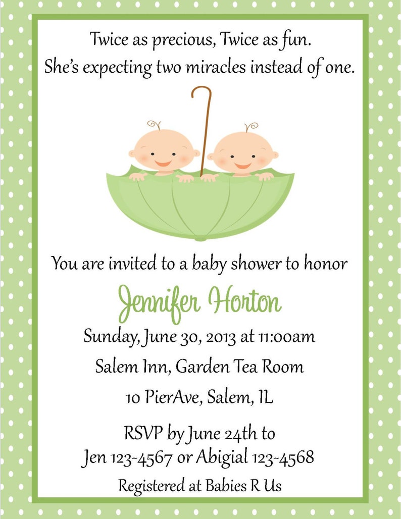 Twin Baby Shower Invitation Digital File / Baby Shower Etsy