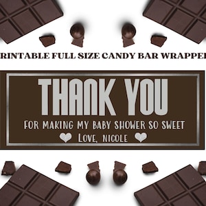 Printable File - Personalized Chocolate Bar Wrapper - Baby Shower Favor ( Fits full size candy bars) - Digital File Only Candy Bar Wrapper