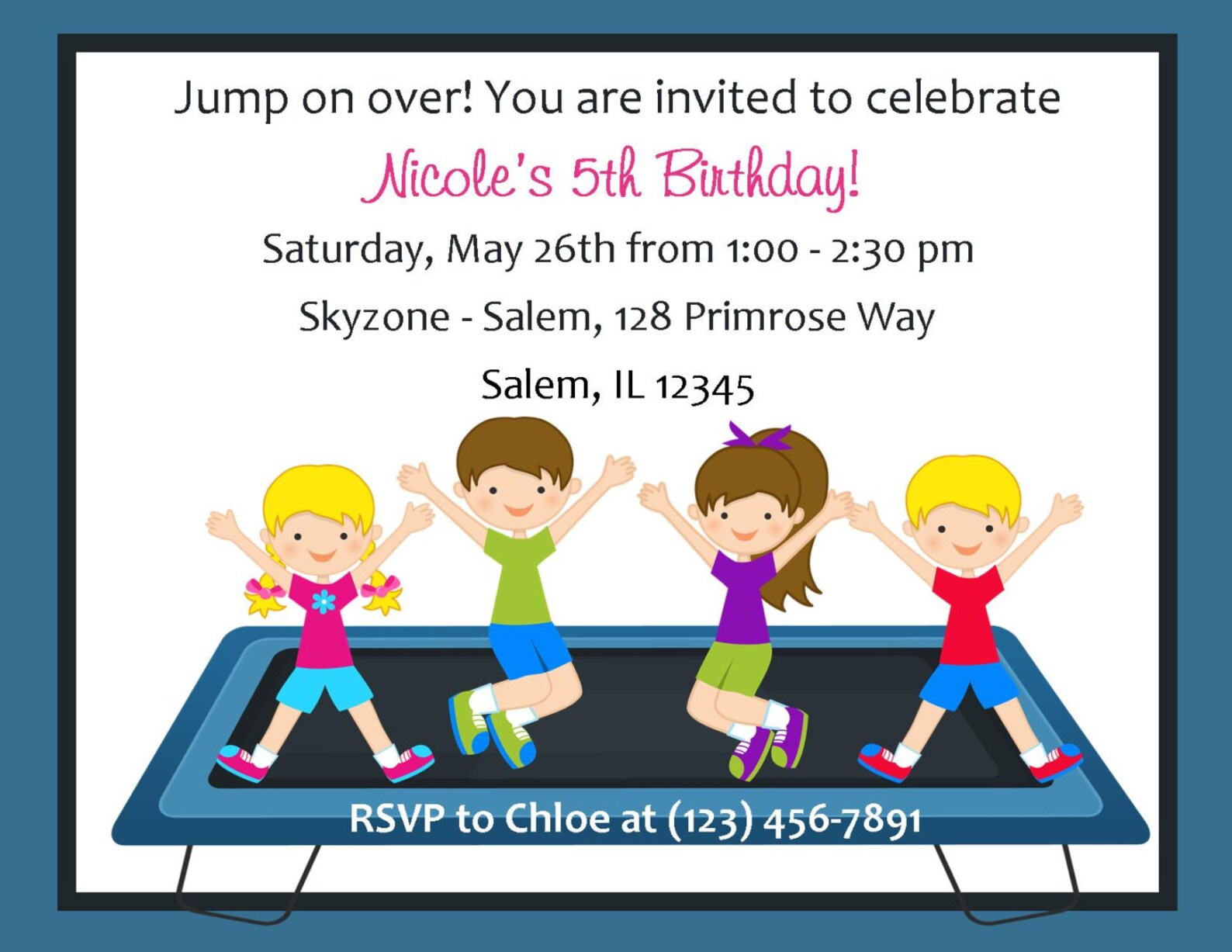 Trampoline Birthday Invitation digital File / Trampoline Etsy