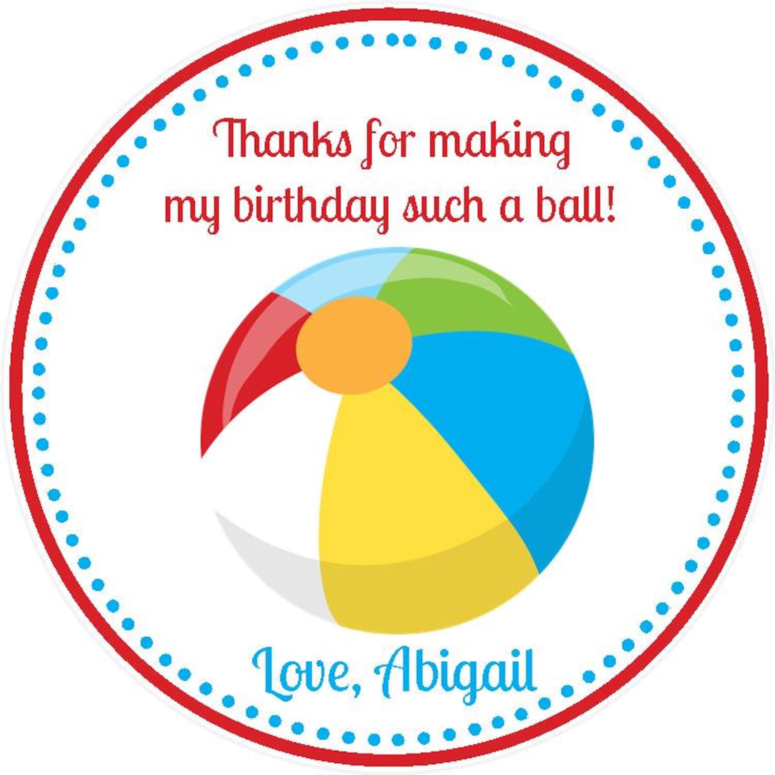 Beach Ball Party Favor Tags Set of 12 Pool Party Favors Etsy