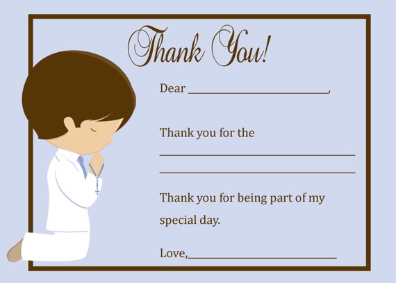 First Communion Thank You Card - Digital file - You print / Boys First Communion Thank You Card / First Communion Boy Il_570xn
