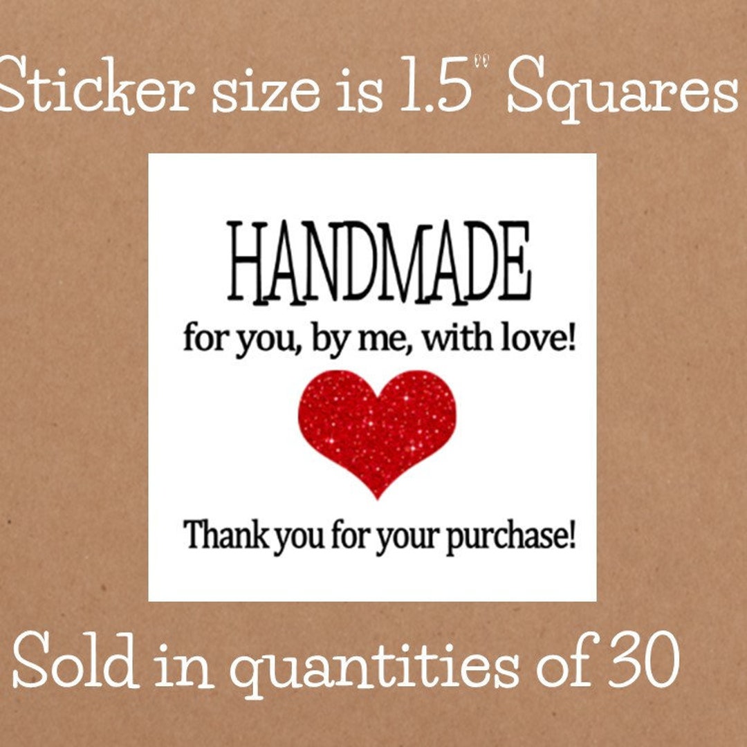 Handmade With Love Stickers 1.5 Stickers Packaging Stickers Product ...