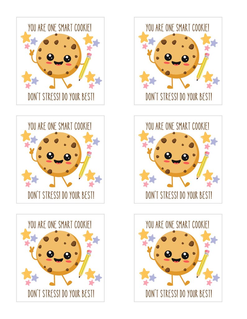 One Smart Cookie Test Tag, Testing Day Printable, Good Luck Tag, Test ...