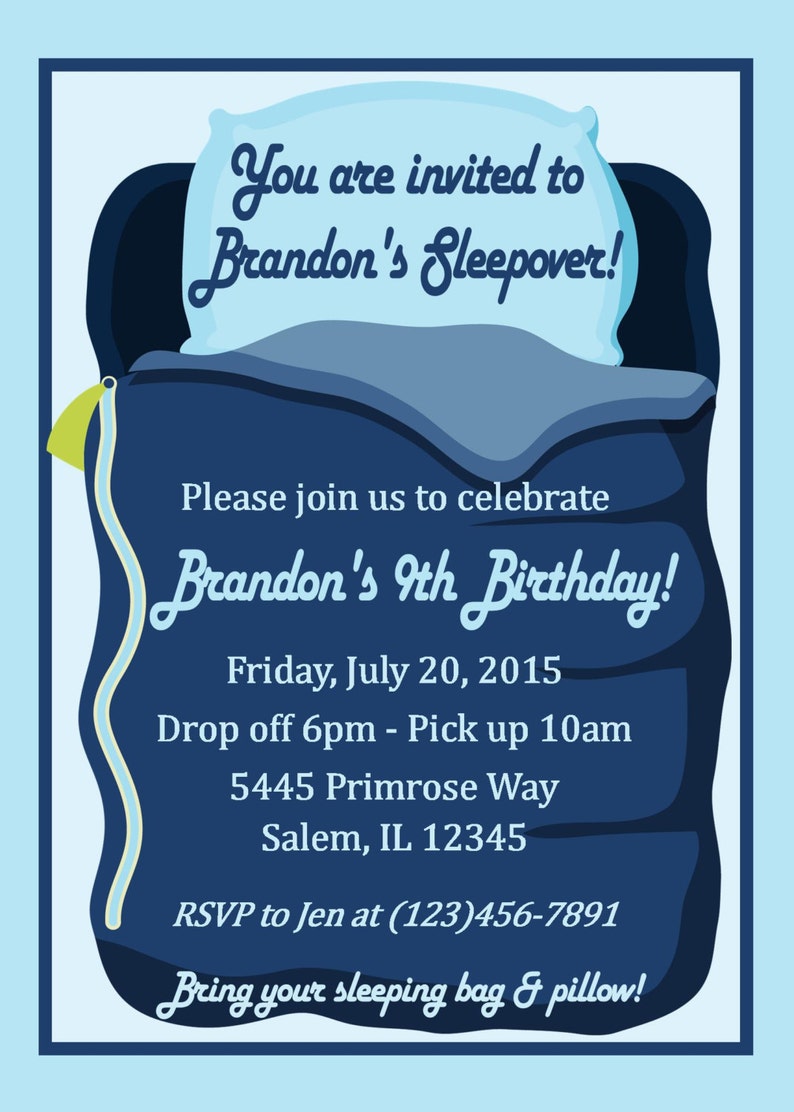 Boys Sleepover Invitation digital File / Boys Slumber - Etsy