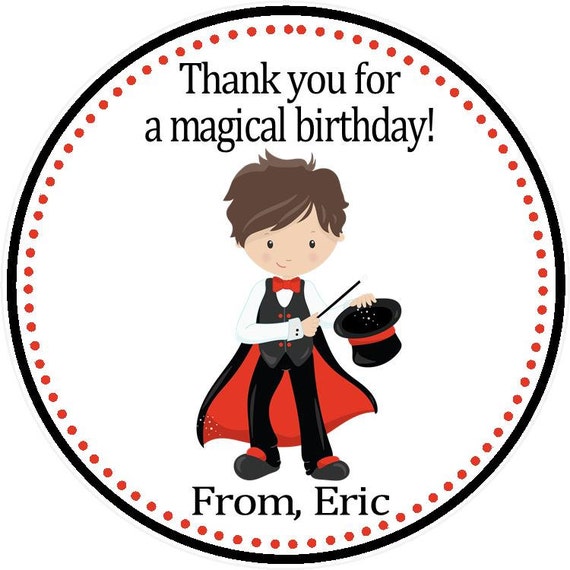 Magician Party Favor Tags Boys ( Set of 12) Magic Birthday Party