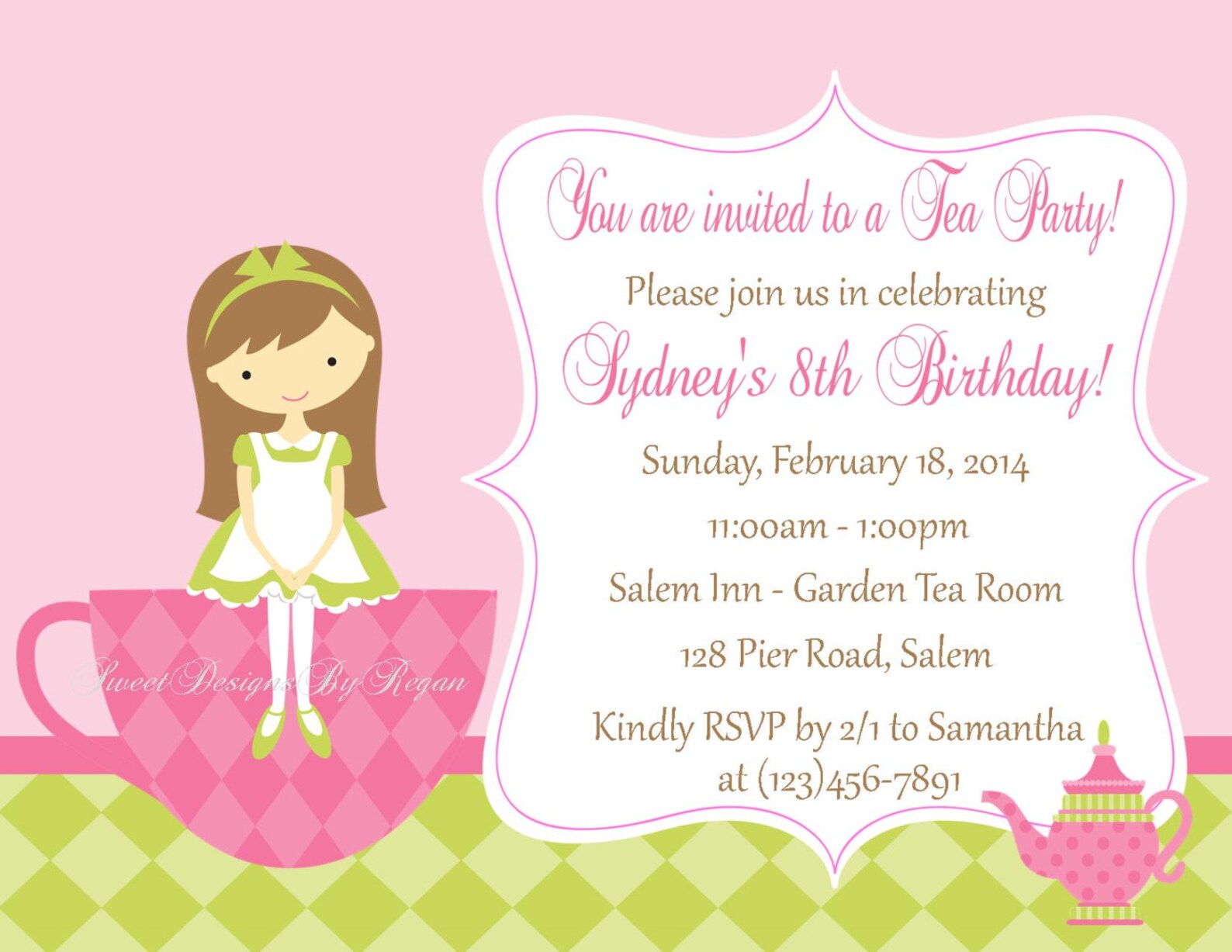 Tea Party Invitation Digital File Tea Party Birthday Etsy