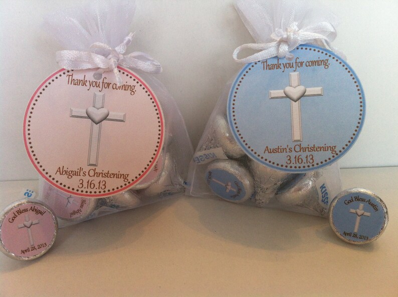 Christening Favor Bag Set Set of 25 Christening Favors Baptism Favors Christening Favor Tags Confirmation Favors image 1