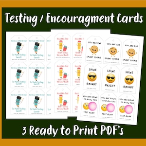 Testing Encouragement Tags | Printable Student Motivational Gift Tags | Exam Good Luck Treat Tags | Instant Download