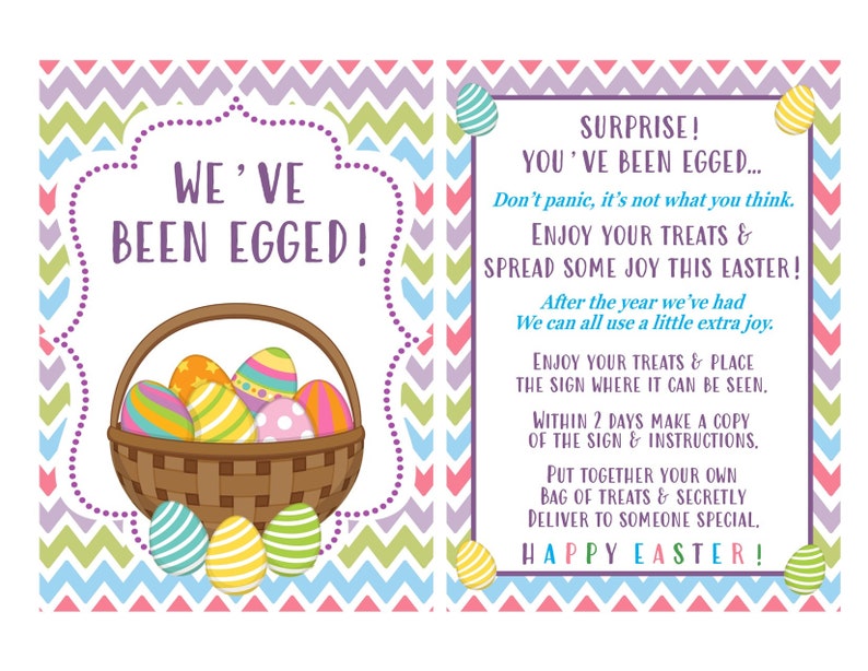 You've Been Egged Printable Instructions Sign and - Etsy