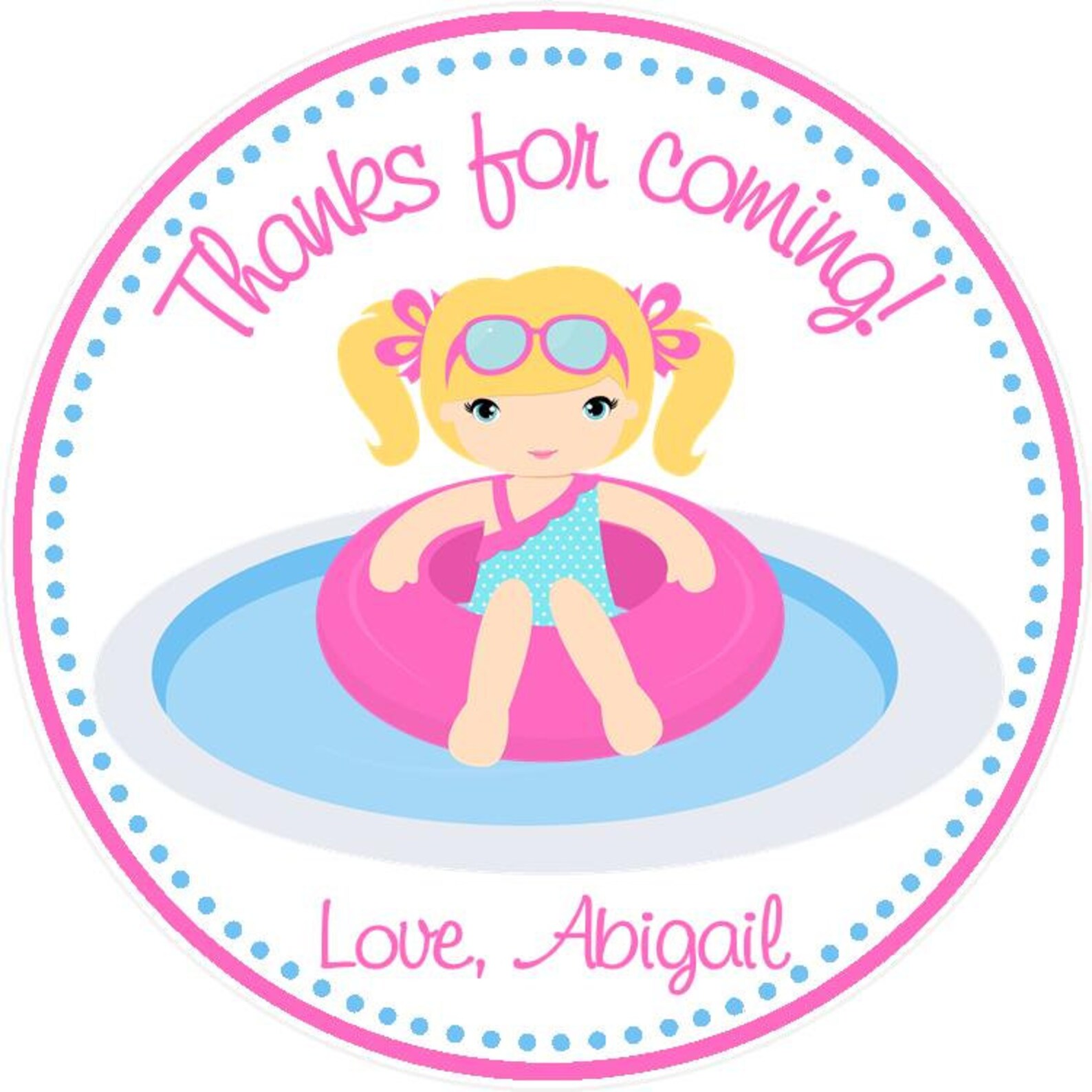 Pool Party Favor Tags Set Of 12 Pool Birthday Favors Etsy
