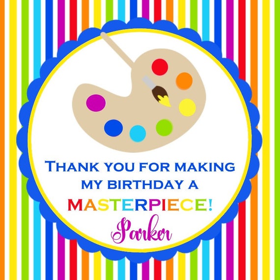 Painting Party Favor Tag Digital File You Print / Art Party Favors for Kids  Painting Birthday Party / Art Birthday Favor 