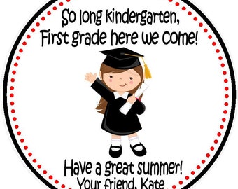 Kindergarten Graduation Tags - Girls ( Set of 12) - Preschool Graduation Favors - Graduation Favors For Kids - Child Graduation Favors