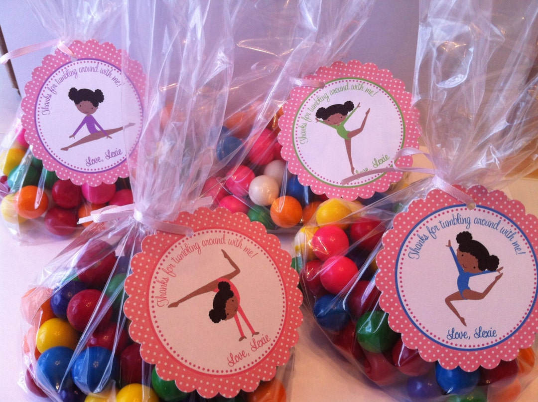Gymnastics African American Party Favor Bags Set of 12 Gymnastics