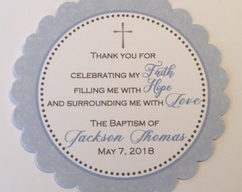 Christening Favors ( Set of 12)  - Baptism Tags for Party Favor - First Communion Party Favor - Confirmation Party Favor Tags