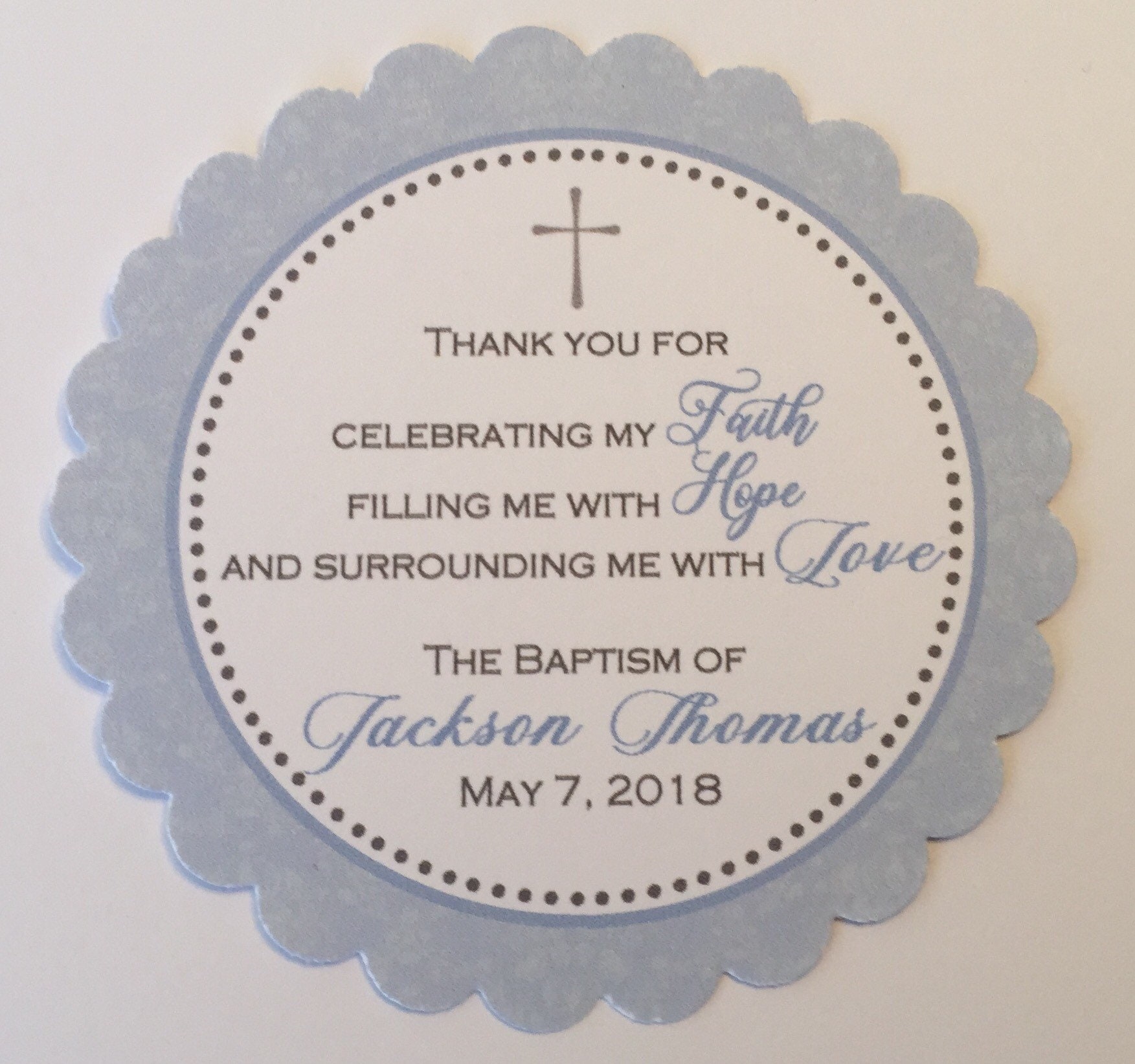 12 Thank You Gift Tags Favour Personalised Baptism Christening