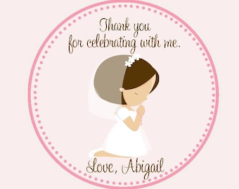 First Communion Favor Tags - Tags Only ( Set of 12)  -  1st Communion Favors - Girls first communion - Communion Favors