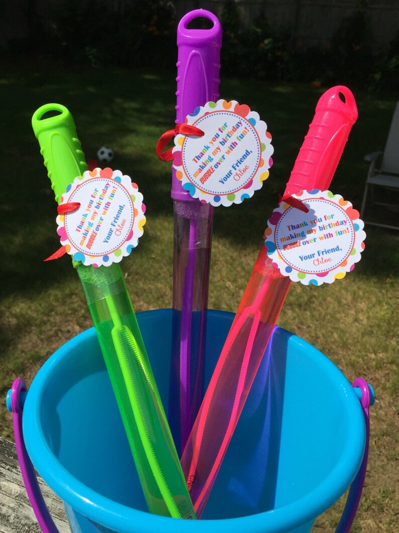 Bubble Birthday Favor Tags set of 12 Bubble Favors Etsy
