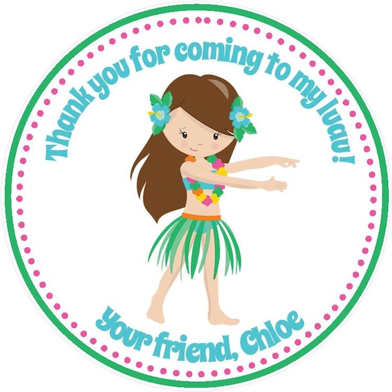 Luau Birthday Party Favor Tags - Girls ( Set of 12 ) / Luau Party Favors / Luau Favors / Luau Birthday Favors / Hawaiian Birthday Favors