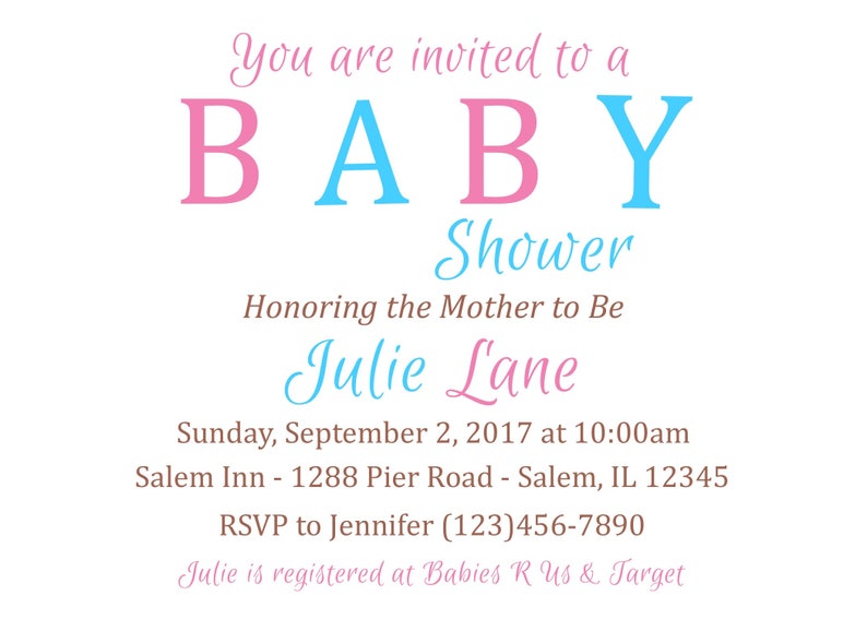 Baby Shower Invitation Plus FREE Diaper Raffle Ticket - Etsy