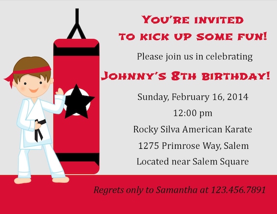 Karate Birthday Invitation (Digital File) / Karate Invitation / Karate Birthday Party / Girls Karate Party / Karate Party Invitation Il_570xn
