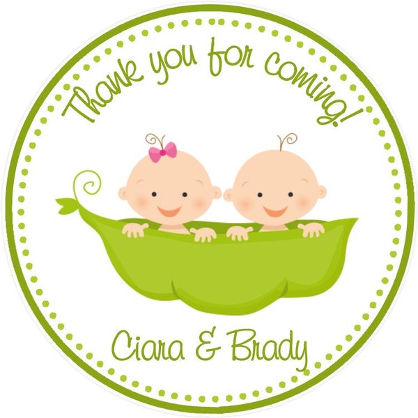 Peas in a pod Favor Tags - ( Set of 12 ) / Twins First Birthday Favors / Twin Birthday Favors / 2 peas in a pod favor tags / Pea Pod Favors