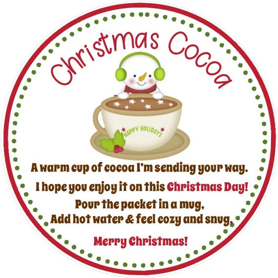 Hot Chocolate Favor Tag - Digital File - YOU PRINT - Christmas Favor - Tag for Hot Chocolate - Cocoa Favor Tag Il_570xn