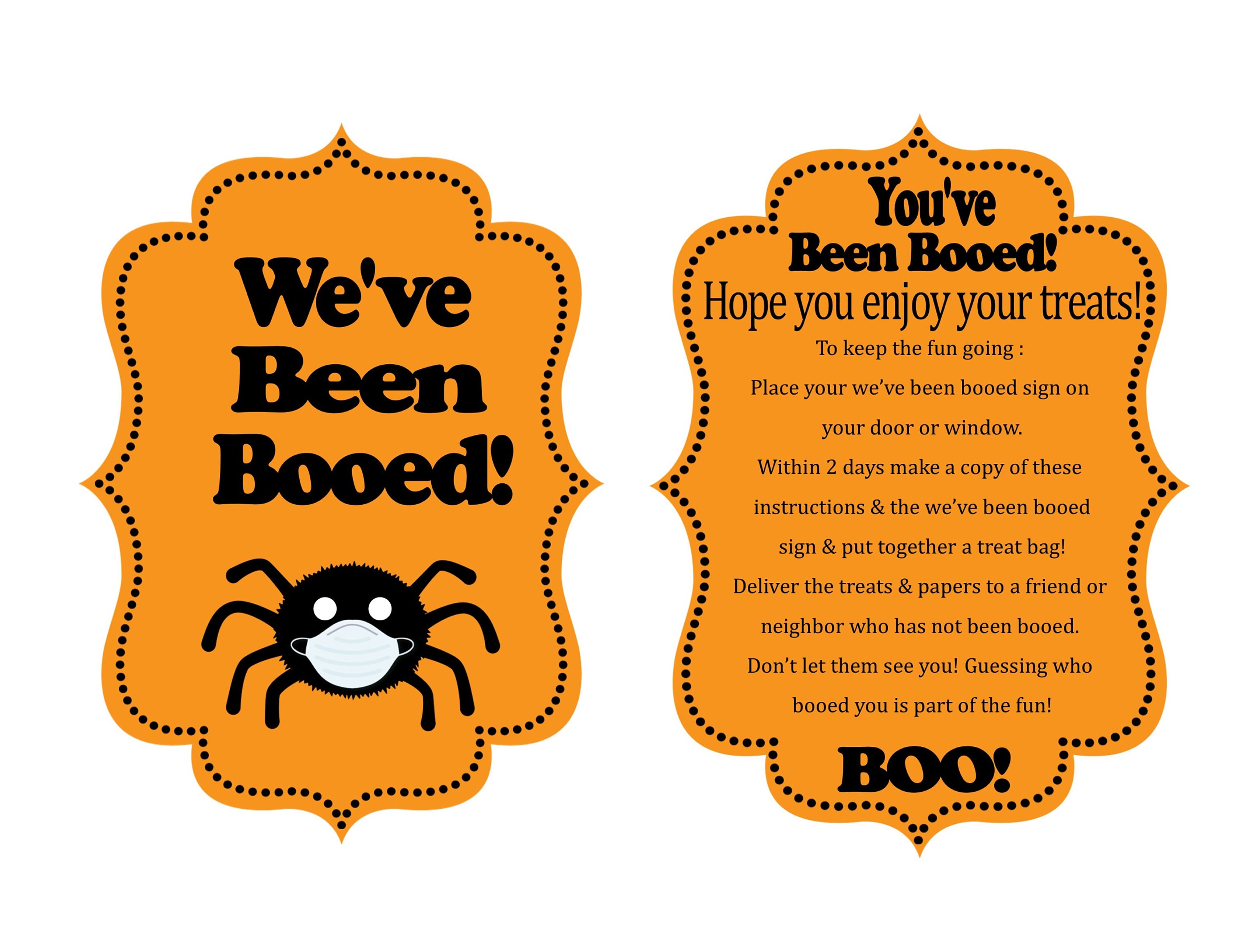 You've Been Booed Printable Instructions Sign and Treat - Etsy