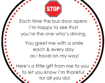 School Bus Driver Thank You Tag ( Digital File - You Print ) - Bus Driver Appreciation - Teacher Appreciation - School Bus Driver Gift