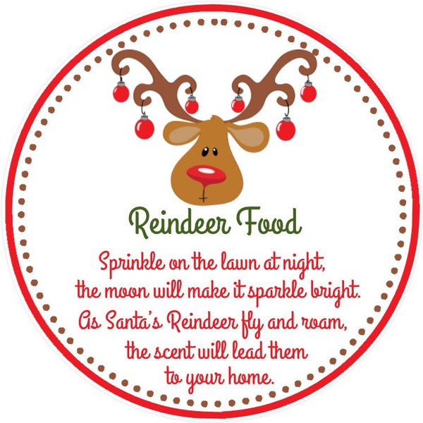 Reindeer Food Tags - Printable File - Instant Download / Reindeer Food Tag / Reindeer Food Favor / Reindeer Food Printable