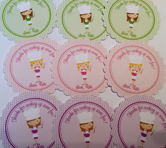 Baking Party Favor Tags ( Set of 12) / Kids Baking Birthday Favors