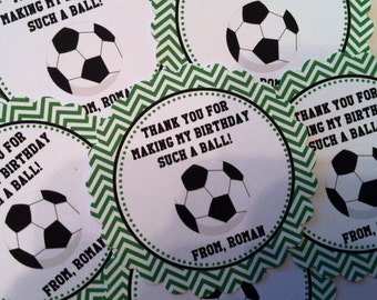 Soccer Party Favor Tags ( Set of 12)  - Soccer Themed Party Favors - Soccer Birthday Favors - Soccer Birthday Party Favors