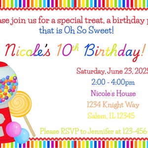 Editable Candy Invitation | Candy Birthday Invitation Template | Candy Theme Birthday Invite | Personalized Candy Party Invitation