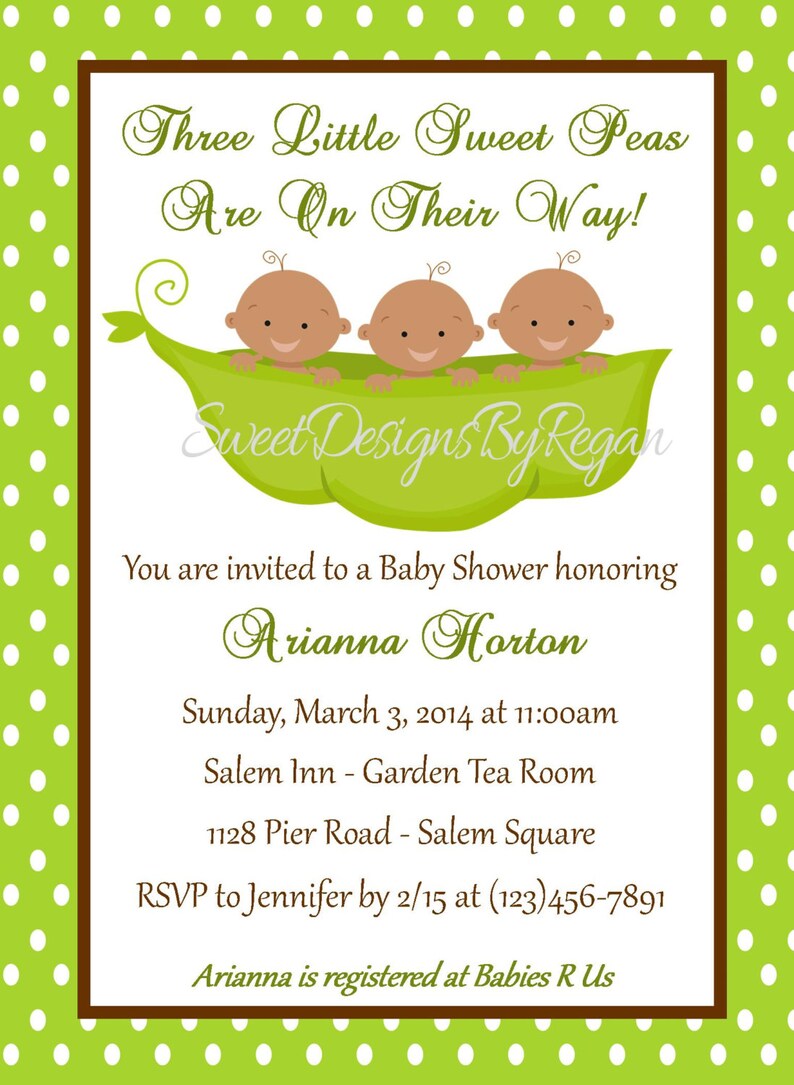 Triplet Baby Shower Invitation digital File Triplet Etsy