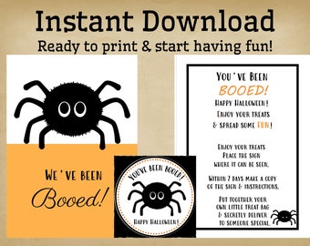 You've Been Boo'd Printable Halloween Kit, You've Been Booed Gift Tag, Instructions, Gift Tags, We've been Booed, Instant Download