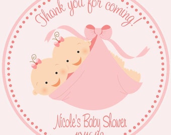 Twin Baby Shower Favor Tags ( Set of 12 ) - Twin Shower Favors - Baby Shower Favors for twins / Twin Girls Baby Shower / Twin Boys Baby