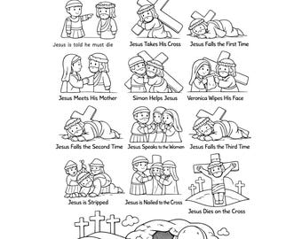 Stations of the Cross Coloring Page for Kids | Catholic Easter & Lent Printable | Child-Friendly Religious Activity