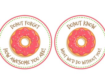 Donut Favor Tags ( Printable File - You Print) - Donut Gift Tags - Donut Printable Tag - Donut Thank You Tag