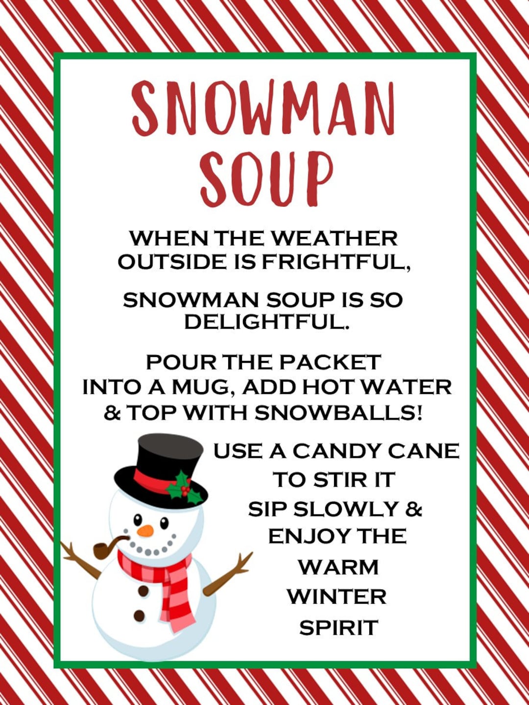 snowman-soup-tag-instant-download-3x4-rectangle-tag-snowman-soup-favor-tag-etsy for Snowman Soup Poem Free Printable Snowman Soup Tag - Instant Download ( 3x4