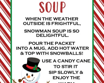 Snowman Soup Tag - Instant Download ( 3x4&quot; Rectangle Tag)  Snowman Soup Favor Tag