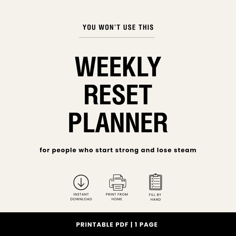 Weekly Reset Planner Printable PDF | Instant Download - Etsy