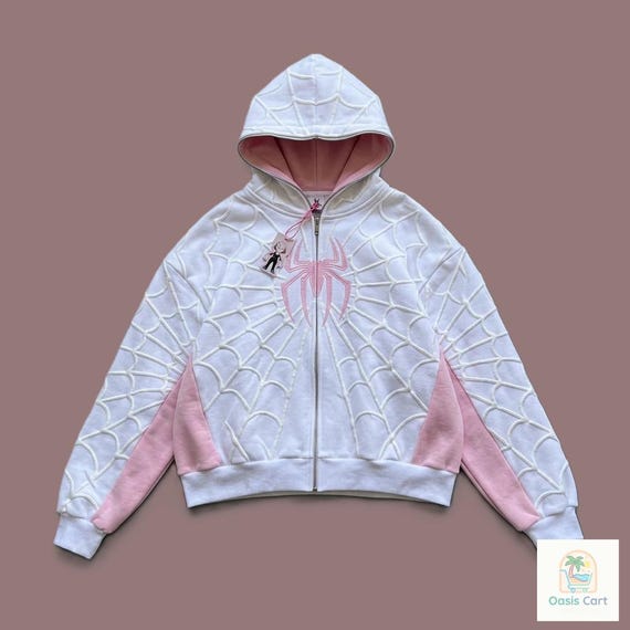 Spider Graphic Zip Hoodie Y2K Gothic Oversized Streetwear Jacket Grunge Sweatshirt Unisex Gift for Spider Fans