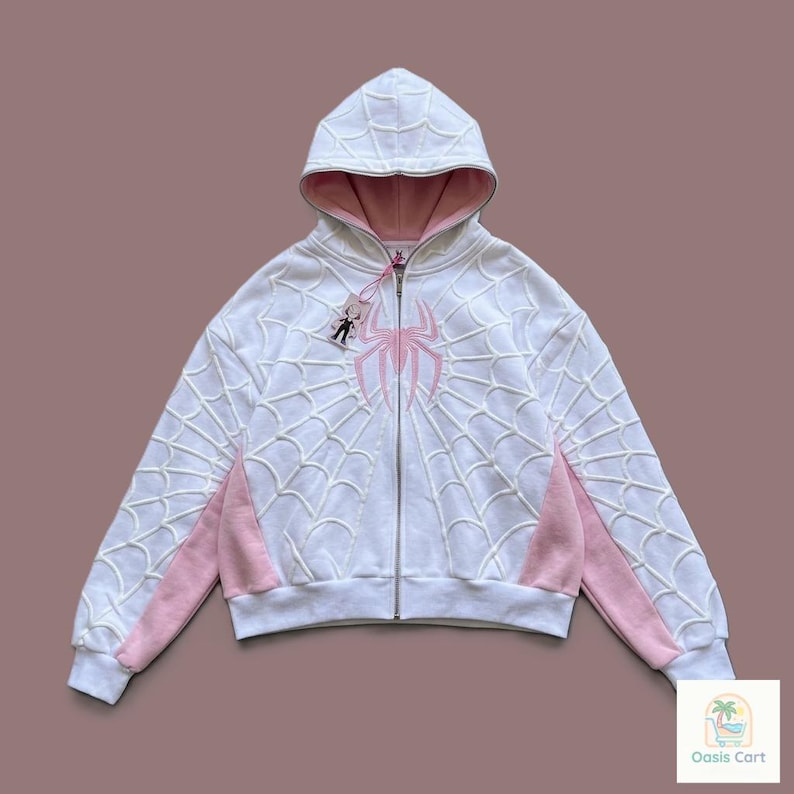Spider Graphic Zip Hoodie Y2K Gothic Oversized Streetwear Jacket Grunge Sweatshirt Unisex Gift for Spider Fans 1
