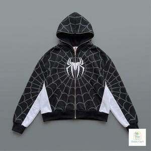Spider Graphic Zip Hoodie Y2K Gothic Oversized Streetwear Jacket Grunge Sweatshirt Unisex Gift for Spider Fans 3